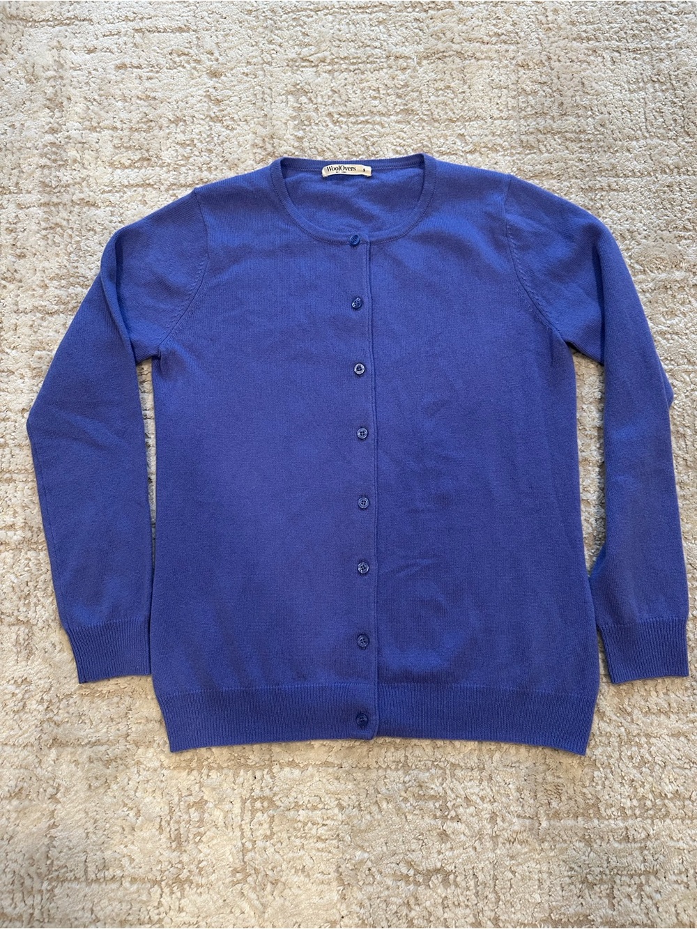 WoolOvers Blue Merino Wool Cashmere Button Cardigan Sweater S
